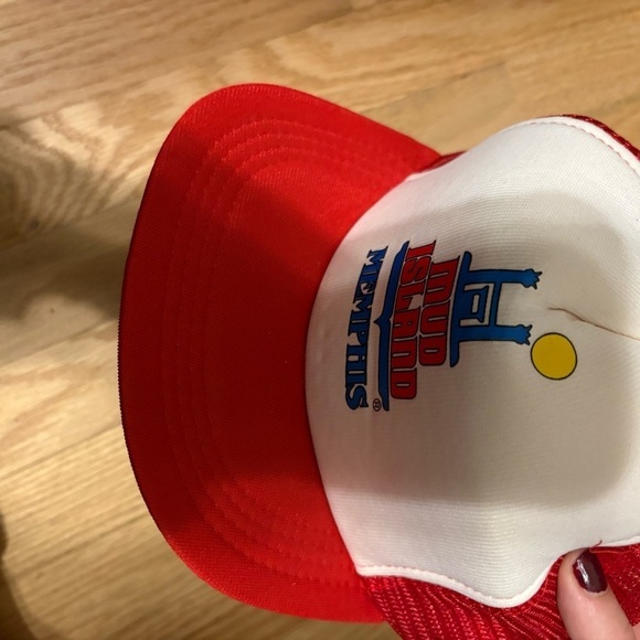 Vintage 1980s Mud Island Memphis Mesh Back Hat 80s Snap Back Cap Dennis Foland - Picture 2 of 7